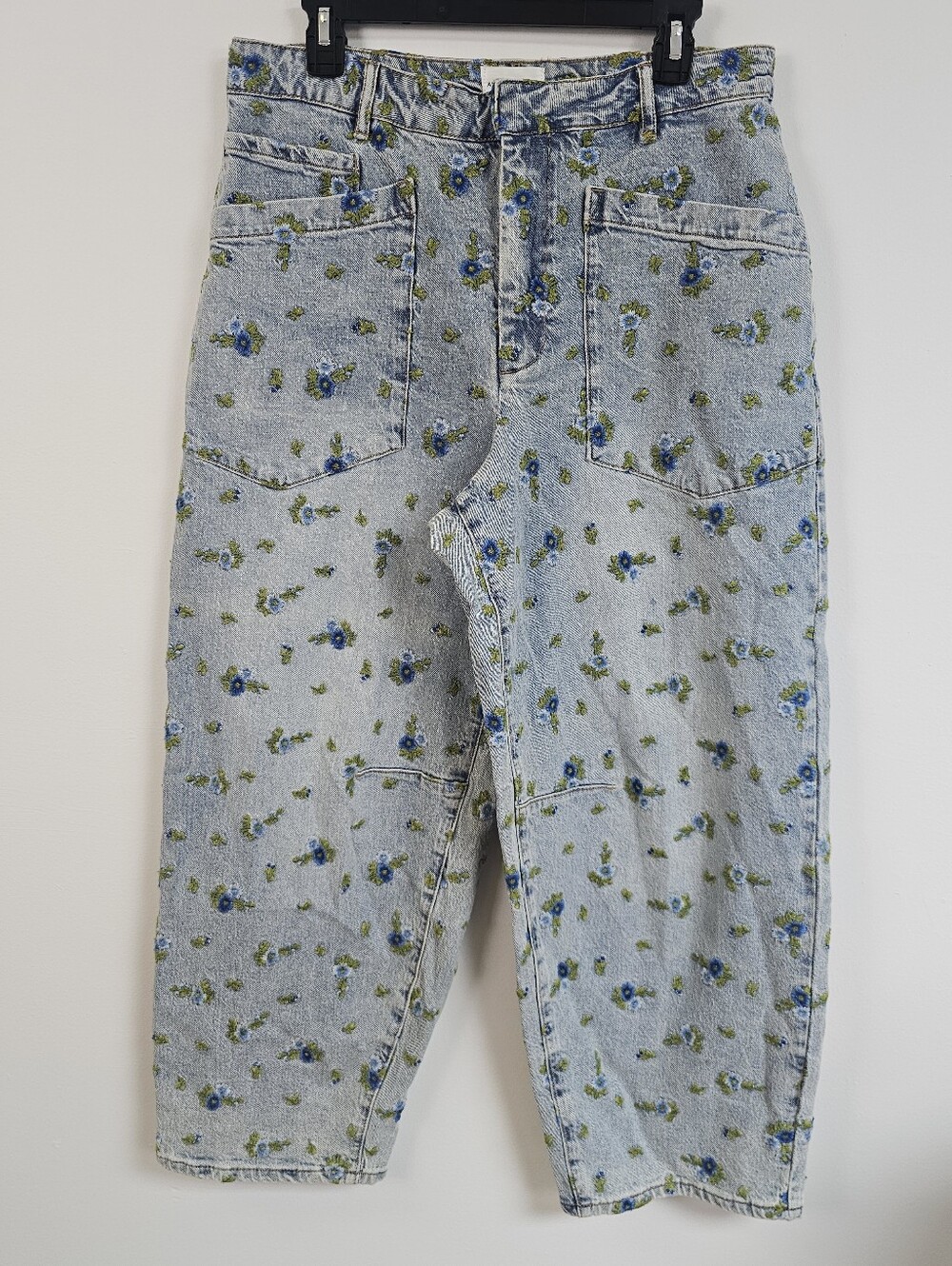 Avec Les Files Bohemian Embroidered Floral Relaxed Tapered/Barrel Jeans - Picture 2 of 10